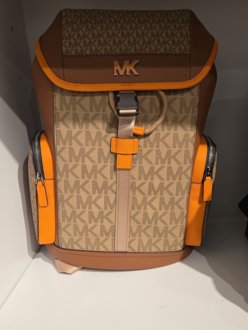 Michael Kors Cooper Medium Signature Logo City Backpack CML/RORG/MUL